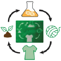 Bio-engineered textiles illustrating sustainability and biodegradability